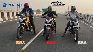 PULSAR Ns200 Bs3 Vs Pulsar Ns200 Bs4 Vs Pulsar Ns200 Bs6 Race  Collabe With Rough Rider Azam [upl. by Ijat]