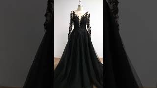 Black lace wedding dress black prom dress [upl. by Enimassej51]