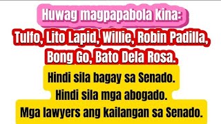 Huwag magpapabola kina Tulfo Lito Lapid Willie Robin Padilla Bong Go Bato Dela Rosa [upl. by Nylak606]