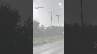 Power lines flare as tornado crosses Florida road [upl. by Ytissac796]