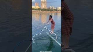 Girl can even run on water surface shortvideos [upl. by Euqinwahs]