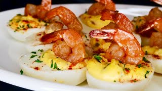 BEST EVER Southern Deviled Eggs With Cajun Shrimp [upl. by Lletniuq181]