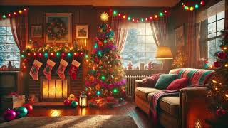 Cozy 1980s Christmas Morning Ambience  Retro Holiday Lights Festive Decor and Snowy Scenery [upl. by Otrebmuh]