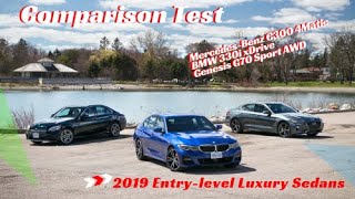 2019 MercedesBenz C300 4Matic vs BMW 330i xDrive vs Genesis G70 Sport AWD [upl. by Barnebas]