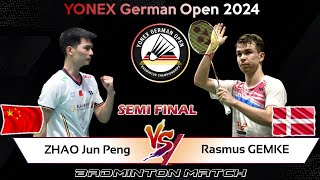 ZHAO Jun Peng CHN vs Rasmus GEMKE DEN  German Open 2024 Badminton  Semi Final [upl. by Yffat]