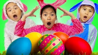 Wendy Pretend Play Huge Easter Surprise Eggs Hunt w Liam amp Lyndon [upl. by Nosyt]