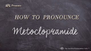 How to Pronounce Metoclopramide Real Life Examples [upl. by Rosita]