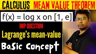 Verify Lagrange’s meanvalue theorem for the function fx  log x on 1 eLagrange’s meanvalue [upl. by Fernas]