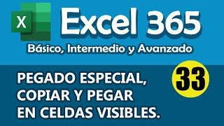 CURSO EXCEL 365 Pegado Especial Copiar y Pegar en celdas visibles Cap 33 [upl. by Angelina]