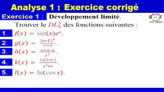 Développement limité Exercice corrigé [upl. by Trillby]