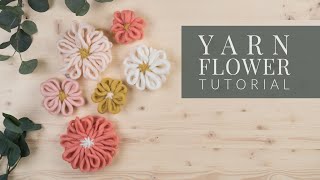 DIY Yarn Flowers easy yarn flowers tutorial [upl. by Atteugram]