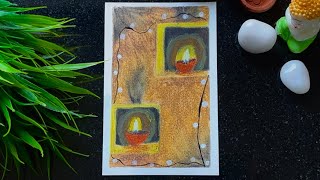 Diwali special drawing🪔  Step by step tutorial  Oil pastel for beginners [upl. by Janeta]