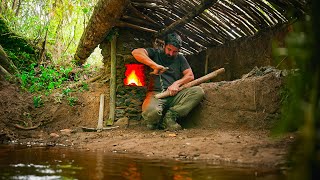 4 Hours of Bushcraft Survival in Nature  Sounds of rain wind construction crafting to relax [upl. by Caines]