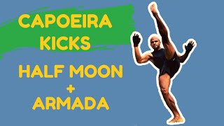 Capoeira Kicks Meia Lua de Frente and Armada  Capoeira Training [upl. by Clary182]