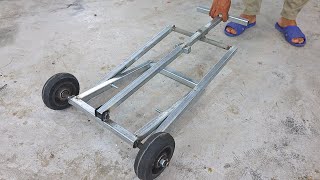 Great idea on how to make a smart folding shopping cart  Diy metal craft trailer [upl. by Ytisahc993]