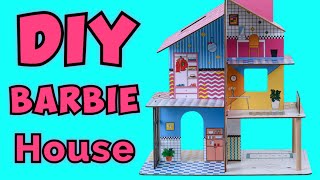 DIY Miniature Barbie House 😻🏠💕 How to make cardboard threestory doll house mansion 💖 [upl. by Anitsenre]