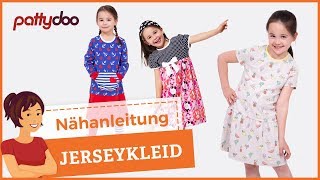 Kinderkleider aus Jersey selber nähen  Nähen für Anfänger [upl. by Nairrad]