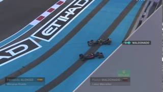 F1 Abu Dhabi GP 2015 Alonso And Maldonado Crash [upl. by Ellata]