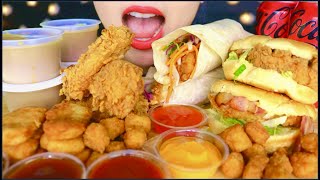 ASMR KFC FRIED CHICKEN ZINGER WRAP COLESLAW GRAVY POTATO NUGGETS POPCORN CHICKEN EATING 咀嚼音  먹방 [upl. by Georas]