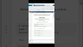 Derivadas Parciales  Super Facil  MATLAB derivatives derivadas shorts matlab maths [upl. by Cargian]