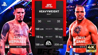 Tom Aspinall VS Ciryl Gane  UFC Fight Night  UFC 5 PS5  4K Gameplay [upl. by Eikciv]