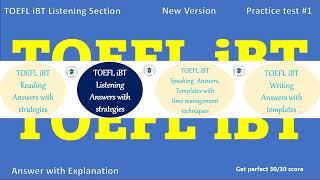 TOEFL iBT Listening Test 1  Answers with Explanation Strategies how to answer and get 3030 [upl. by Eelak]