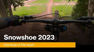 Downhill Mountain Biking at Snowshoe 2023 First Runs [upl. by Doelling]