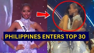 Miss Universe Philippines Chelsea Manalo Enters Top 30  Emotional Moment with Miss Peru [upl. by Miculek]