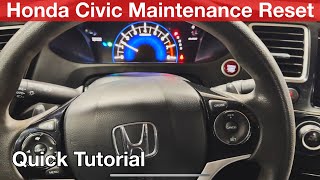 2014 Honda Civic Maintenance Reset  oil change reminder [upl. by Marilee365]