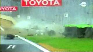 F1 2003 Brazil  Big Crash for Mark Webber [upl. by Neroled]