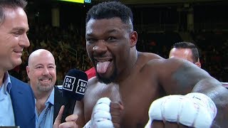 POST FIGHT Jarrell Big Baby Miller calls for Anthony Joshua after knocking out Tomasz Adamek [upl. by Orianna]