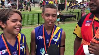 Trevonce Bulsey Aarowyn Tolentino  Post Match Interview U14 Lew Fatt Grand Final 201819 TIO NTFL [upl. by Aznecniv]