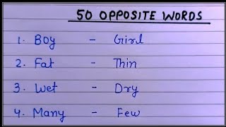 50 Opposite words  opposite word for kids  learn and write opposite words in English [upl. by Einahpets432]