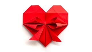 Corazón de papel de origami con lazo  Corazón de San Valentín [upl. by Evans]