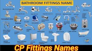 Bathroom Fittings Names  CP Fittings Names  CP Fittings Names And Images  CP Fittings Materials [upl. by Anaimad]