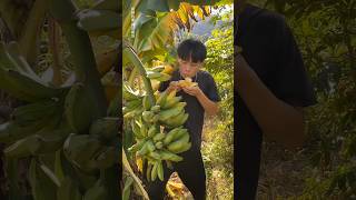 The boy hungry and eat banana 🤯 mini wood toy woodworking art skill wood  hand crafts shorts [upl. by Ecnal270]