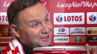 Prezydent Andrzej Duda spiewa po meczu Polska [upl. by Aretta458]