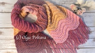 How to Crochet Ribbed Ripple Scarf Hobbii Lollipop Yarn Crochet Video Tutorial [upl. by Teeniv]