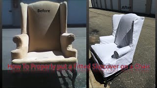 How to properly put a Fitted Slipcover on a Chair [upl. by Oap]