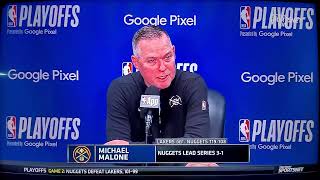 Michael Malone post game interview and highlights after loss to Lakers 119108 Just showing theirs [upl. by Alameda944]