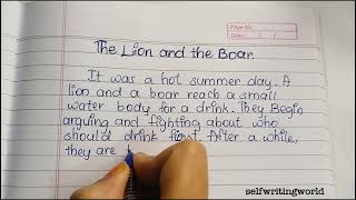 Story  THE Lion and the Boar story writing in English selfwritingworld story [upl. by Rebor]