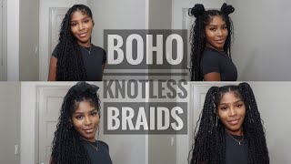 BOHO KNOTLESS BRAIDS  WATERWAVE BULK HAIR EXTENSIONS  YWIGS [upl. by Enidanreb778]