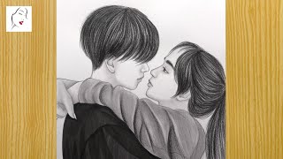 How to draw a Couple Drawing  valentine couple pencil drawing sketch  Girl And Boy Drawing [upl. by Giacamo591]