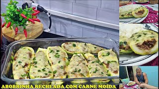 ABOBRINHA RECHEADA COM CARNE  MOÃDA COM MOLHO  COBERTA COM QUEIJO [upl. by Airetal]