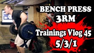 Bench Press 3RM  180kg x3 Raigeki Fitness on Wendler 531 [upl. by Slen]