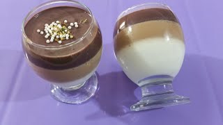 LAYERED PANNA COTTA RECIPE  CHOCOLATE amp COFFEE amp VANILLA PANNA COTTA  VERY YUMMY [upl. by Yrocal]