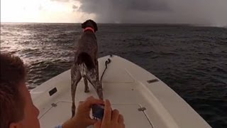 LobsterDiving Boaters Get Surrounded by Waterspouts [upl. by Lewellen]