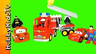 Mater on FIRE Firetruck  Superman Batman Helps Lightning McQueen Fun HobbyKidsTV [upl. by Bacon144]