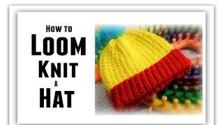 How to Loom Knit Hat for BEGINNERS Step by Step All Sizes Make Brim Change Color Rows Stitch [upl. by Nadruoj891]