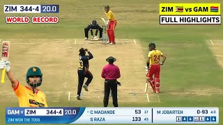 Zimbabwe 344 Runs Highlights  Zimbabwe 344 Runs vs Gambia  Zimbabwe vs Gambia T20 Highlights 2024 [upl. by Anerev]